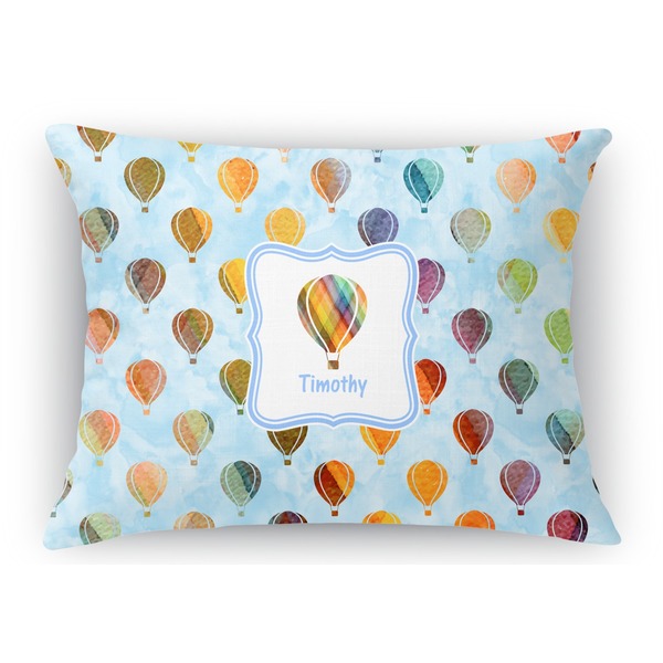 Custom Watercolor Hot Air Balloons Rectangular Throw Pillow Case - 12"x18" (Personalized)