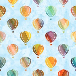 Watercolor Hot Air Balloons Wallpaper & Surface Covering (Peel & Stick 24"x 24" Sample)