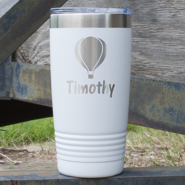 Custom Watercolor Hot Air Balloons 20 oz Stainless Steel Tumbler - White - Double Sided (Personalized)