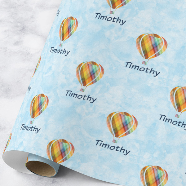 Custom Watercolor Hot Air Balloons Wrapping Paper Roll - Large - Matte (Personalized)