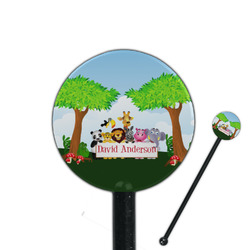 Animals 5.5" Round Plastic Stir Sticks - Black - Single Sided (Personalized)