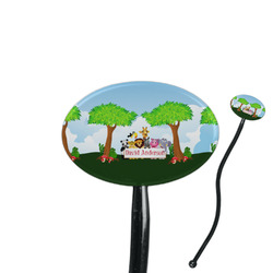 Animals 7" Oval Plastic Stir Sticks - Black - Single Sided (Personalized)