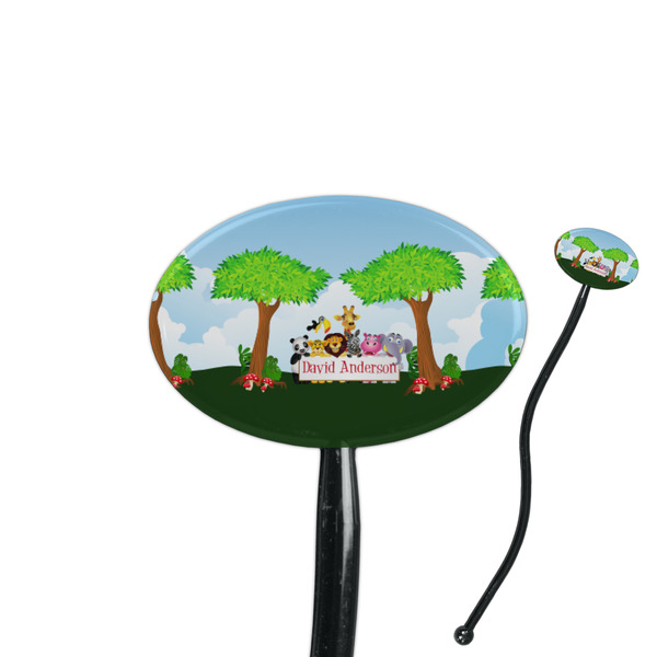 Custom Animals 7" Oval Plastic Stir Sticks - Black - Double Sided (Personalized)