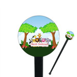 Animals 7" Round Plastic Stir Sticks - Black - Double Sided (Personalized)