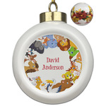 Animals Ceramic Ball Ornaments - Poinsettia Garland (Personalized)