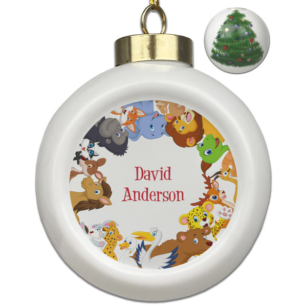 Custom Animals Ceramic Ball Ornament - Christmas Tree (Personalized)