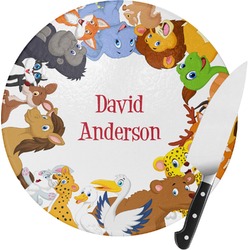 Animals Round Glass Cutting Board - Medium (Personalized)