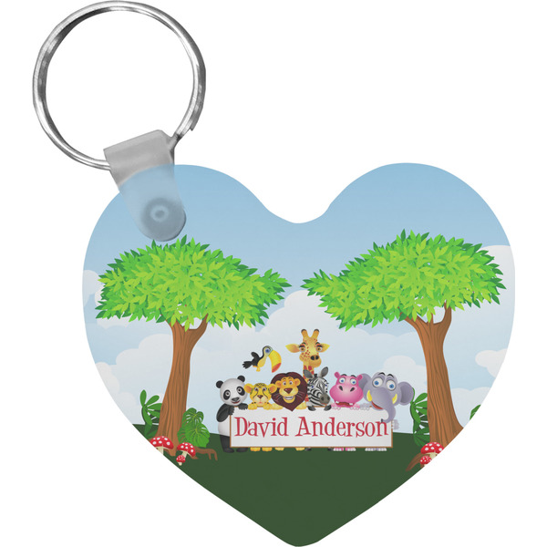 Custom Animals Heart Plastic Keychain w/ Name or Text