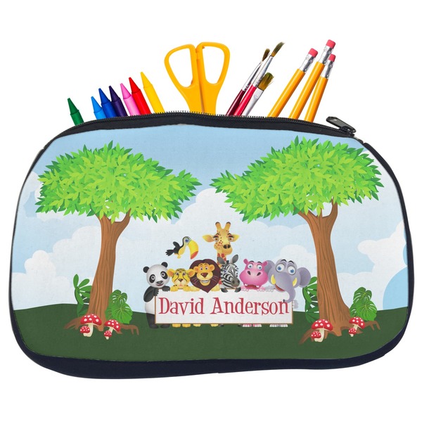 Custom Animals Neoprene Pencil Case - Medium w/ Name or Text