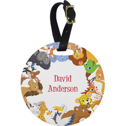 Animals Plastic Luggage Tag - Round (Personalized)