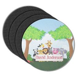 Animals Round Rubber Backed Coasters - Set of 4 (Personalized)