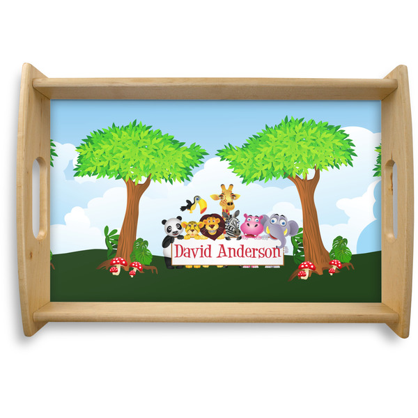 Custom Animals Natural Wooden Tray - Small w/ Name or Text