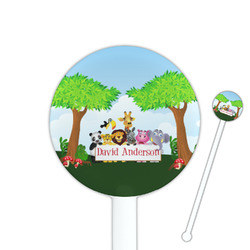 Animals 5.5" Round Plastic Stir Sticks - White - Single Sided (Personalized)