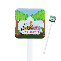 Animals Square Plastic Stir Sticks - Double Sided (Personalized)