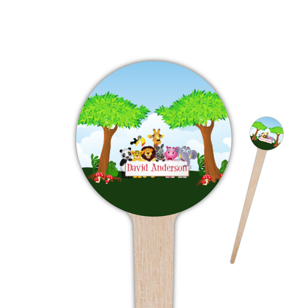 Custom Animals 4" Round Wooden Food Picks - Single Sided (Personalized)