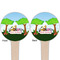 Animals Wooden 4" Food Pick - Round - Double Sided - Front & Back