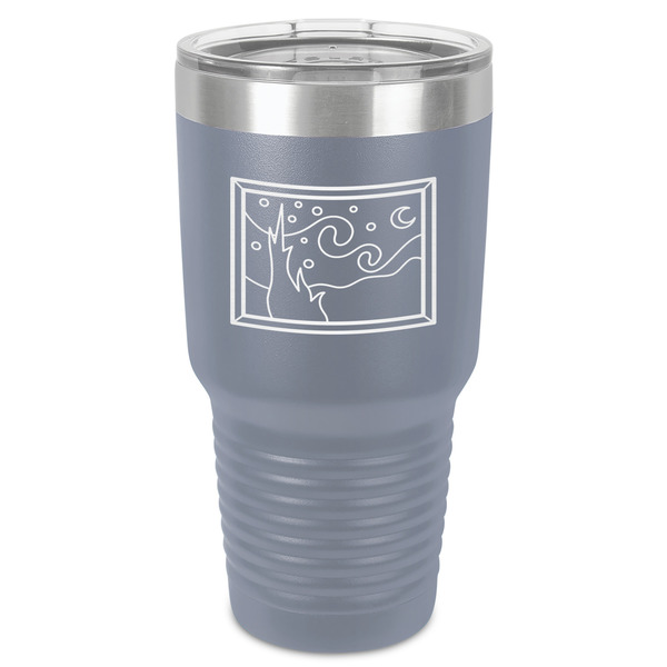 Custom The Starry Night (Van Gogh 1889) 30 oz Stainless Steel Tumbler - Grey - Single-Sided