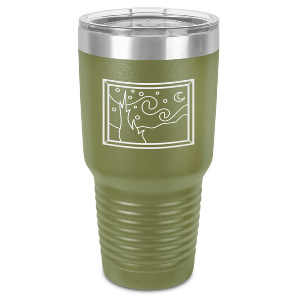 Custom The Starry Night (Van Gogh 1889) 30 oz Stainless Steel Tumbler - Olive - Single-Sided