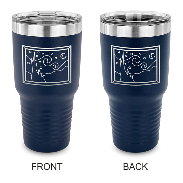 Custom The Starry Night (Van Gogh 1889) 30 oz Stainless Steel Tumbler - Navy - Double Sided