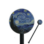 The Starry Night (Van Gogh 1889) 5.5" Round Plastic Stir Sticks - Black - Double Sided