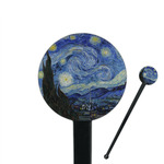 The Starry Night (Van Gogh 1889) 7" Round Plastic Stir Sticks - Black - Single Sided