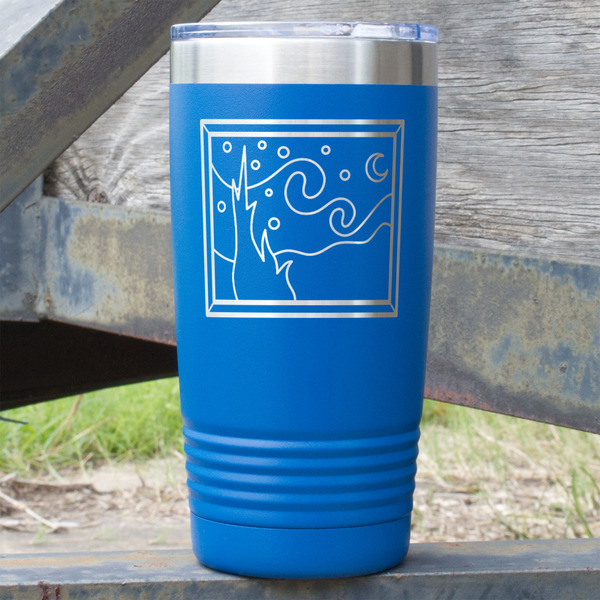 Custom The Starry Night (Van Gogh 1889) 20 oz Stainless Steel Tumbler - Royal Blue - Single Sided