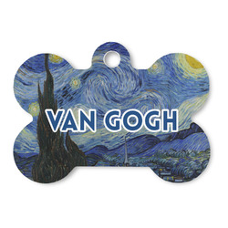 The Starry Night (Van Gogh 1889) Bone Shaped Dog ID Tag - Large