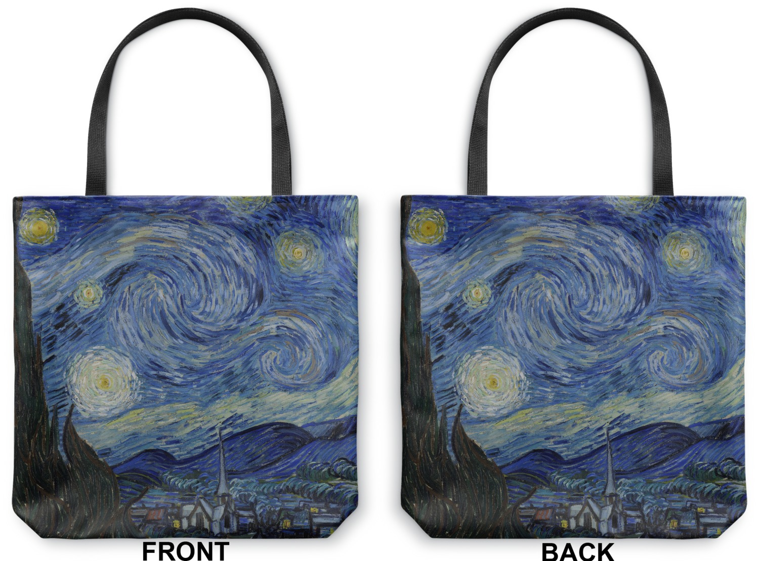 The Starry Night (Van Gogh 1889) Canvas Tote Bag - Medium - 16