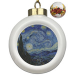 The Starry Night (Van Gogh 1889) Ceramic Ball Ornaments - Poinsettia Garland