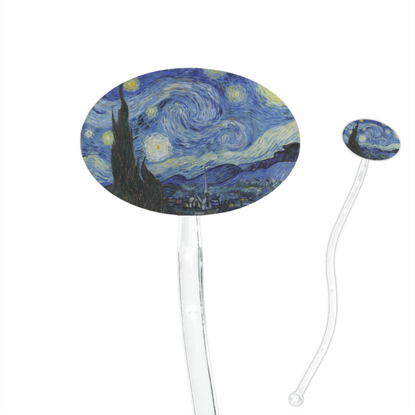 Custom The Starry Night (Van Gogh 1889) 7" Oval Plastic Stir Sticks - Clear