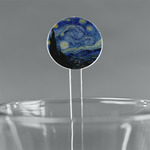 The Starry Night (Van Gogh 1889) 7" Round Plastic Stir Sticks - Clear