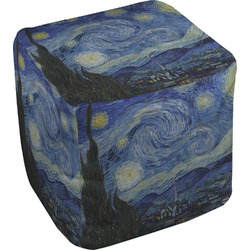 The Starry Night (Van Gogh 1889) Cube Pouf Ottoman - 13"