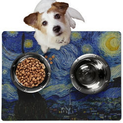 The Starry Night (Van Gogh 1889) Dog Food Mat - Medium