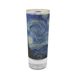 The Starry Night (Van Gogh 1889) 2 oz Shot Glass -  Glass with Gold Rim - Set of 4