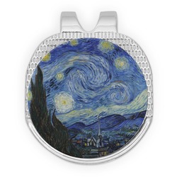 The Starry Night (Van Gogh 1889) Golf Ball Marker - Hat Clip - Silver