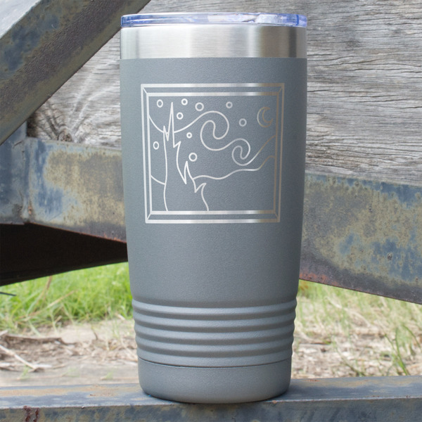 Custom The Starry Night (Van Gogh 1889) 20 oz Stainless Steel Tumbler - Grey - Double Sided