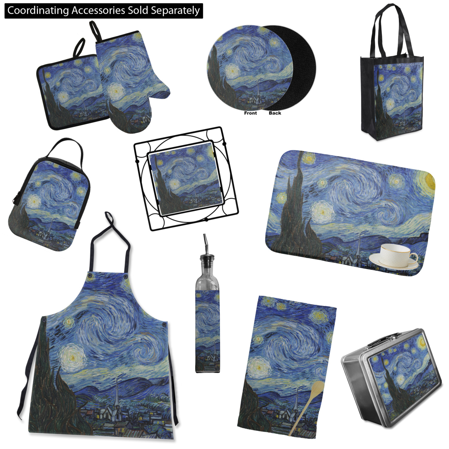 Oven Mitts, Potholders, Pot Handle Cover Gift Sets. Starry Nights