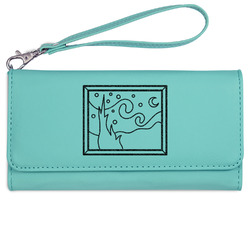 The Starry Night (Van Gogh 1889) Ladies Leatherette Wallet - Laser Engraved- Teal