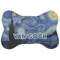 The Starry Night (Van Gogh 1889) Bone Shaped Dog Food Mat (Large)