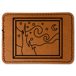 The Starry Night (Van Gogh 1889) Faux Leather Iron On Patch - Rectangle