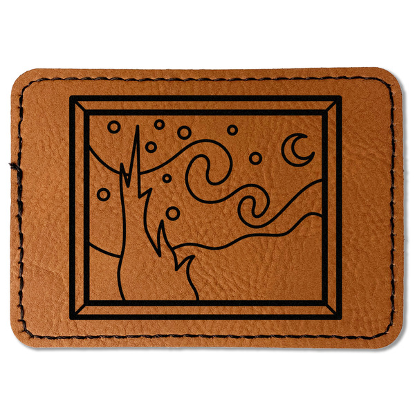 Custom The Starry Night (Van Gogh 1889) Faux Leather Iron On Patch - Rectangle