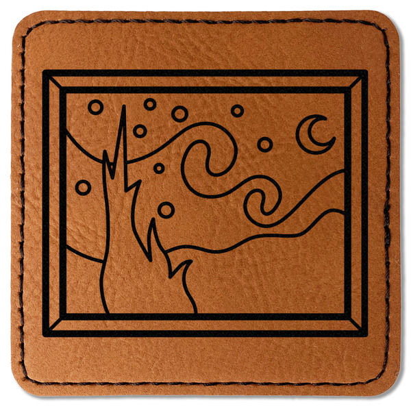 Custom The Starry Night (Van Gogh 1889) Faux Leather Iron On Patch - Square