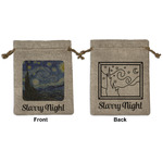 The Starry Night (Van Gogh 1889) Medium Burlap Gift Bag - Front & Back