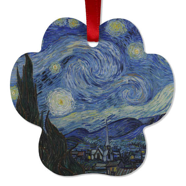 Custom The Starry Night (Van Gogh 1889) Metal Paw Ornament - Double Sided