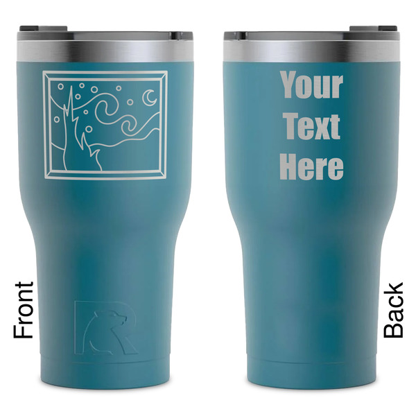 Custom The Starry Night (Van Gogh 1889) RTIC Tumbler - Dark Teal - Laser Engraved - Double-Sided