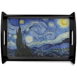 The Starry Night (Van Gogh 1889) Black Wooden Tray - Small