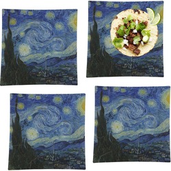 The Starry Night (Van Gogh 1889) Set of 4 Glass Square Lunch / Dinner Plate 9.5"