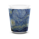 The Starry Night (Van Gogh 1889) Ceramic Shot Glass - 1.5 oz - White - Set of 4