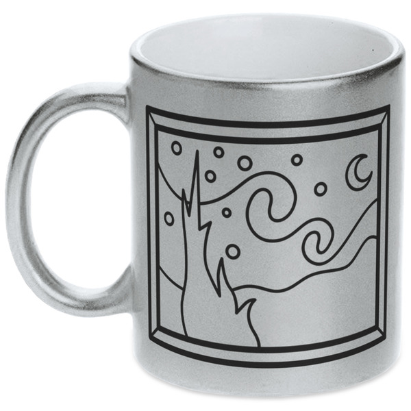 Custom The Starry Night (Van Gogh 1889) Metallic Silver Mug