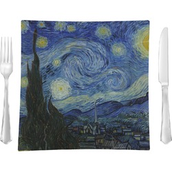 The Starry Night (Van Gogh 1889) Glass Square Lunch / Dinner Plate 9.5"